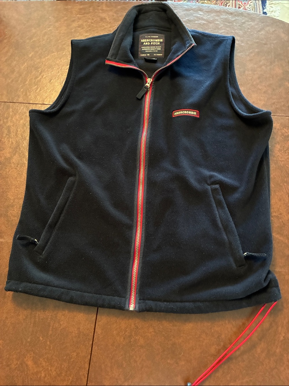 Abercrombie & Fitch Navy Fleece Vest with Red Trim